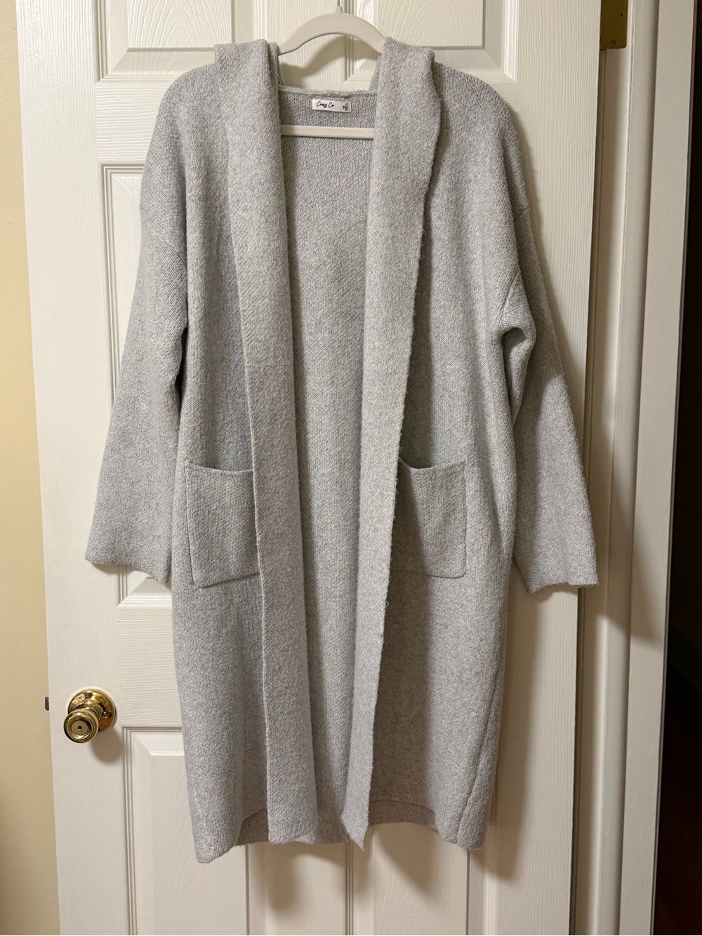 Womens Cozy Co Hooded Cardigan Sweater sz M/L w/ pockets gray